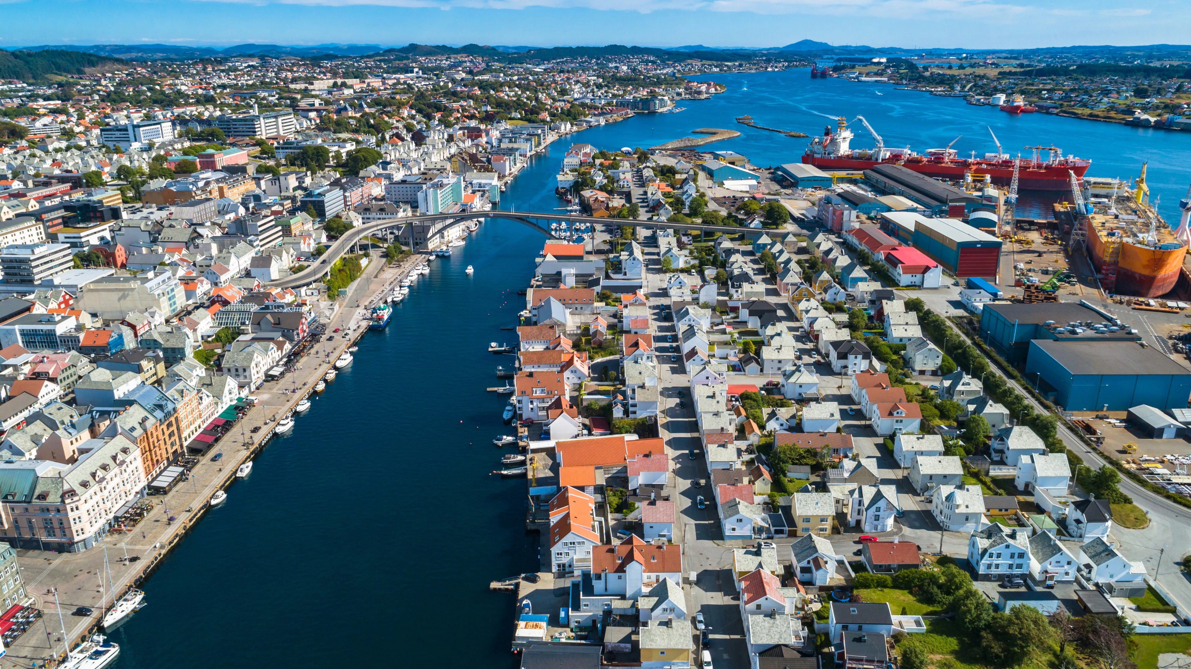 Aerial view of Haugesund harbour