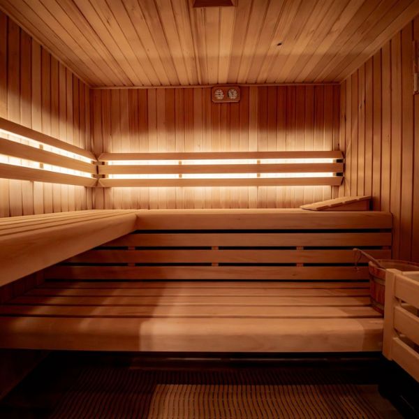 The Nobleman's warm timber-lined sauna