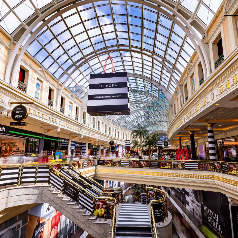 Shopping beneath Trafford Centre's glass roof