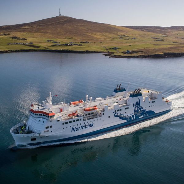 NorthLink ferry sailing through island waters