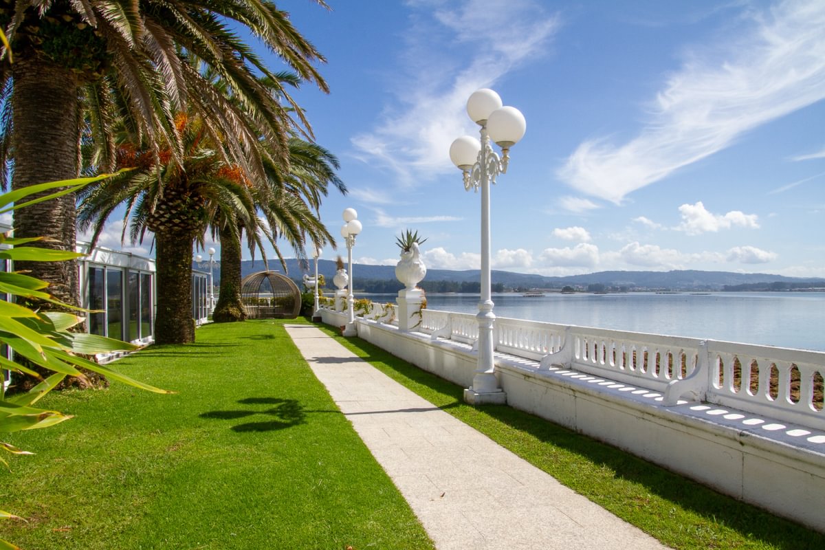 Sunny waterfront overlooking the Ria de Vigo